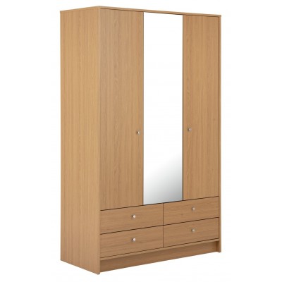 Argos Home Malibu 3 Dr 4 Drawer Mirror Wardrobe - Oak Effect