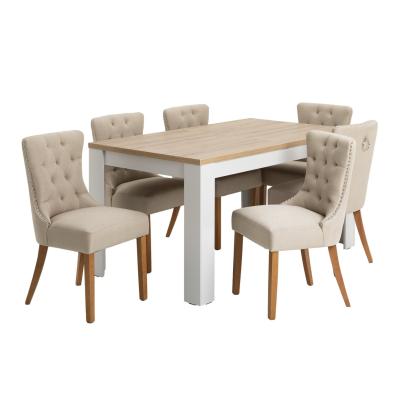 Argos Home Preston Extend Grey Dining Table & 6 Beige Chairs