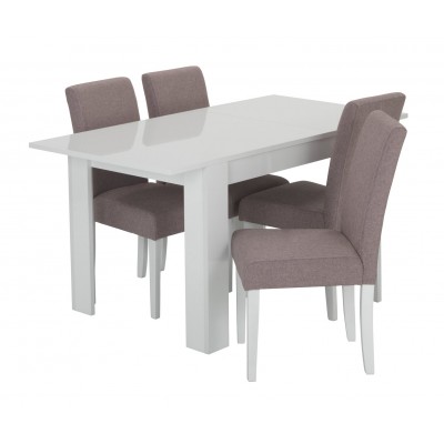 Argos Home Miami Gloss Extending Table & 4 Tweed Chair -Rose