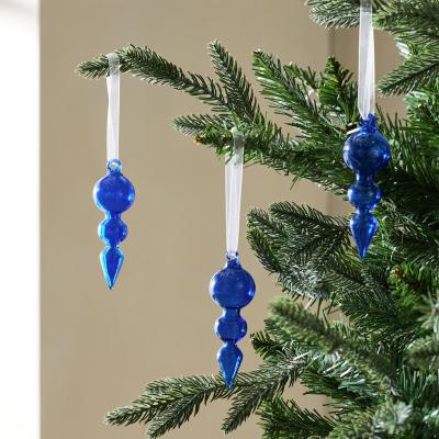 Argos Home Pack of 3 Blue Glass Finials Christmas Decoration