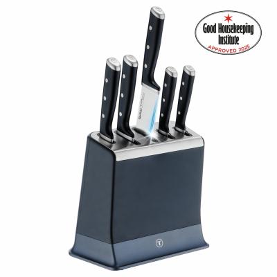 Tefal EverSharp Pro 5 Piece Auto-Sharpening Knife Block-Blue
