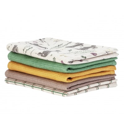 HOME Moorlands hare tea towels 5pk