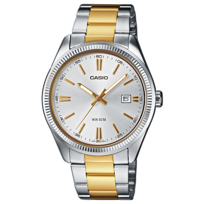 Casio Two Tone White Dial Stainless Steel Bracelet Watch