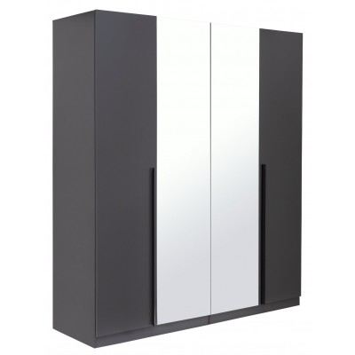 Habitat Munich 4 Door 2 Mirror Wardrobe - Anthracite