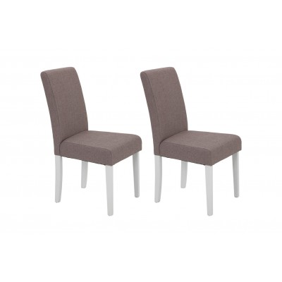 Argos Home Pair of Tweed Mid Back Dining Chair -Rose & White