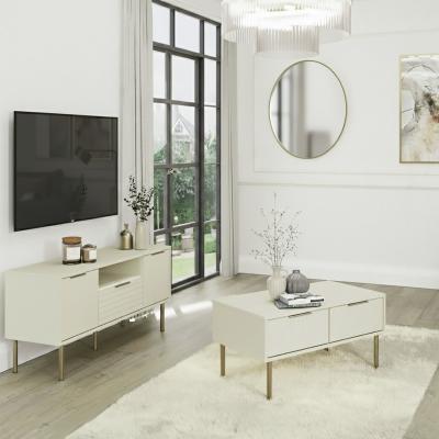 GFW Nervata Coffee Table and TV Unit - Ivory