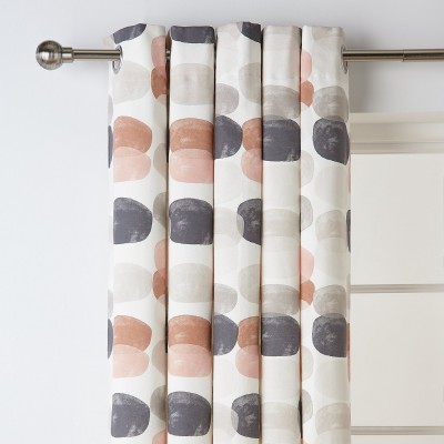 Habitat Abstraction Pebble Fully Lined Eyelet Curtains-Multi