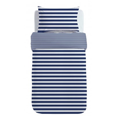 Silentnight White and Navy Jersey Bedding Set - Single