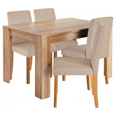 HOME Miami Dining Table & 4 Chairs - Oatmeal