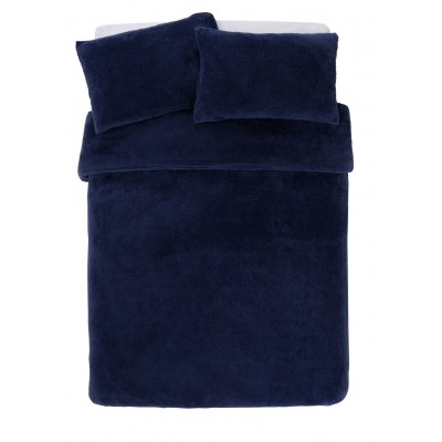 Argos Home Fleece Plain Navy Blue Bedding Set - Double