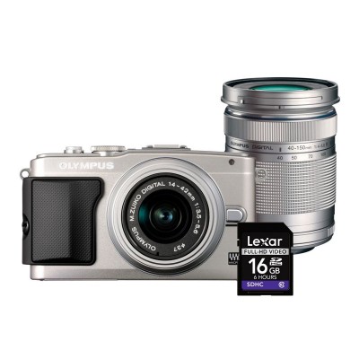 OLYMPUS E PL5 SILVER KIT 2 LENS AND SD  