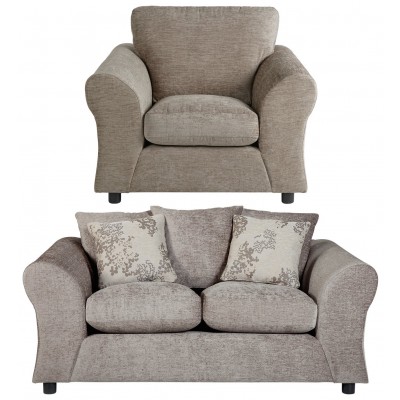HOME New Clara Fabric 2 Seater Sofa & Chair - Mink