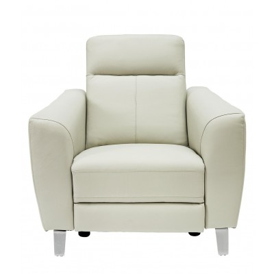 Hygena Wyatt Leather Power Recliner Chair - Pearl