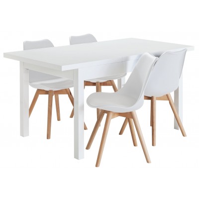 Hygena Lyssa Extendable Table & 4 Chairs - White