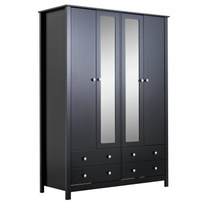 Habitat Osaka 4 Door 4 Drawer Mirrored Wardrobe - Black