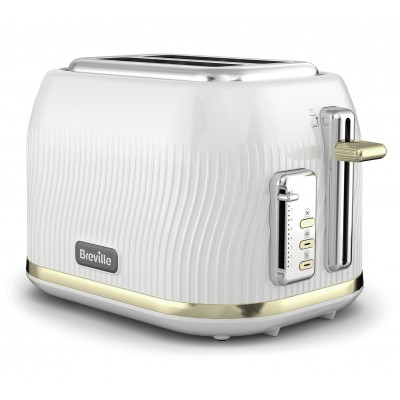 Flow 2 Slice Toaster White & Gold 2 Slice Toaster White & Gold