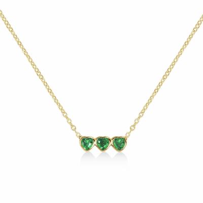 Radley SS 18ct GP Green triple Heart NEK