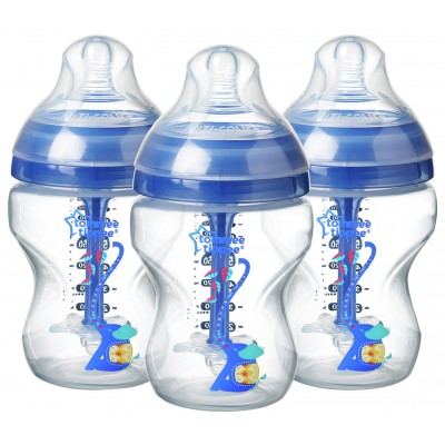 Tommee Tippee Advanced Anti-Colic Blue Bottles - 260ml x 3
