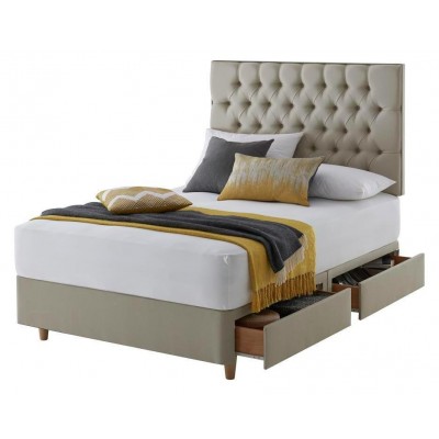 Silentnight Sassaria Double 4 Drawer Divan Set - Sandstone