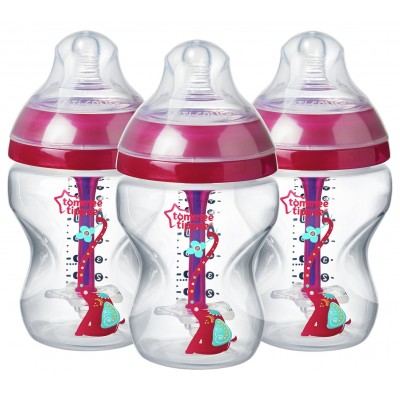 Tommee Tippee Advanced Anti-Colic Pink Bottles - 260ml x 3