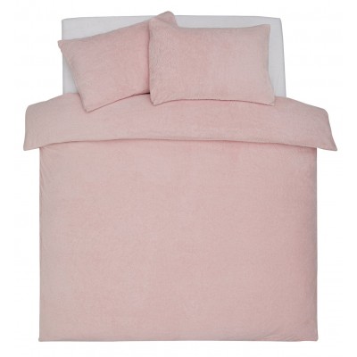 Argos Home Fleece Plain Blush Bedding Set - Kingsize