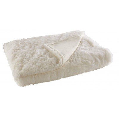 AH WHITE FAUX FUR THROW