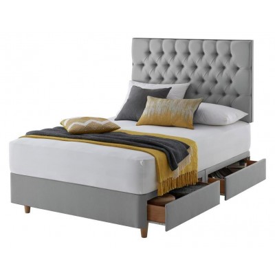 Silentnight Sassaria Double 4 Drawer Divan Set  - Grey