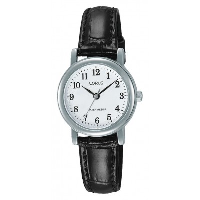 Lorus Ladies  Black Leather Strap Watch