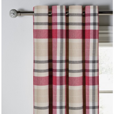 Argos Home Inverness Check Eyelet Curtains 117x137cm - Red