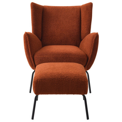 KYOTO ZANE ACCENT CHAIR&FOOTSTALL ORANGE