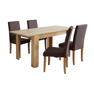 Argos Home Miami Oak Dining Table &4 Chocolate Chairs