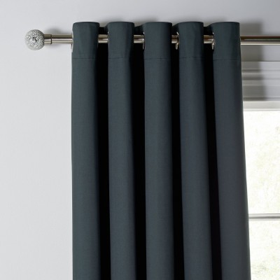 Argos Home Blackout Eyelet Curtains - Jet Black
