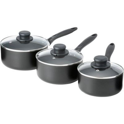 Argos Home 5 Piece Aluminium Pan Set - Black