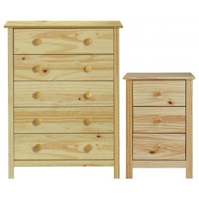 Argos Home Scandinavia Bedside & 5 Drawer Chest Set - Pine
