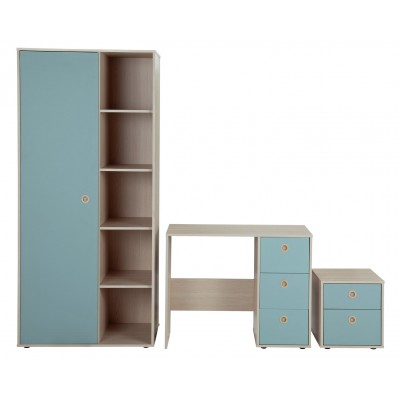 Argos Home Camden Blue & Acacia Shelf & 1 Door Wardrobe Pkg