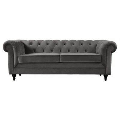 Habitat Chesterfield Velvet 3 Seater Sofa - Charcoal