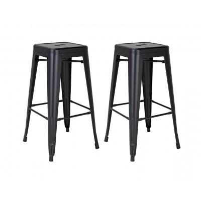 HAB PAIR MATT BLACK BAR STOOLS NO BKREST