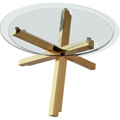 Glass 4 Seater Round Dining Table - Gold