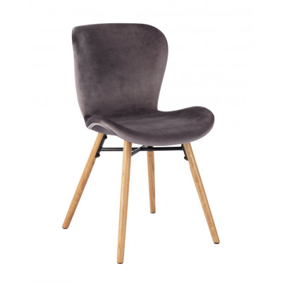 HAB ETTA PAIR VELVET GREY WOOD LEG