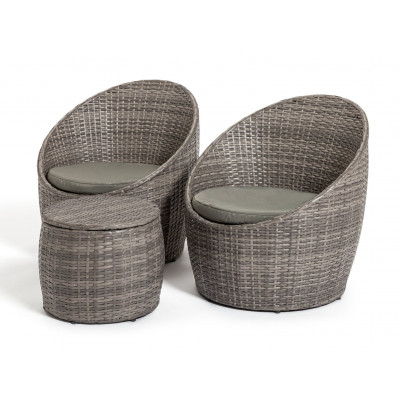 HAB BARREL WICKER BISTRO SET GREY