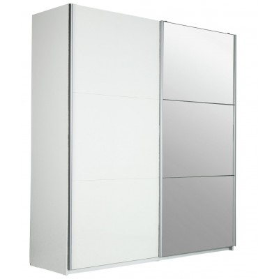 Habitat Holsted Mirror 180cm Sliding Wardrobe - White Gloss