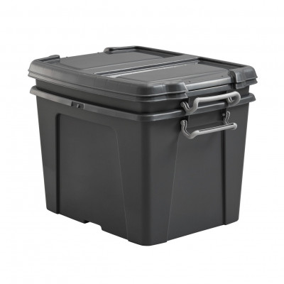 2 X 40L Grey Recycled Box with Lid