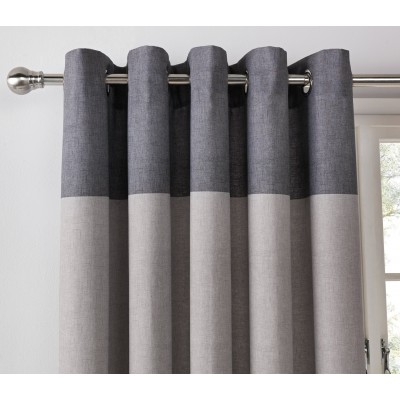 Argos Home Printed Header Lined Eyelet Curtains - Dove Grey