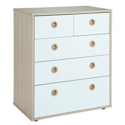 Argos Home Camden 3+2 Drawer Chest - White & Acacia