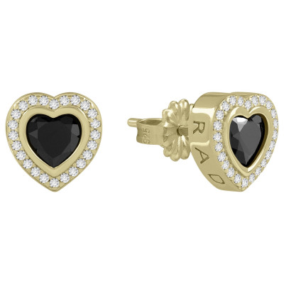 Radley 18ct Gold Plated Black Heart Stone Set Stud Earrings