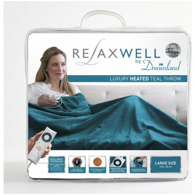 RELAXWELL BY DREAMLAND HEATED TEAL THROW