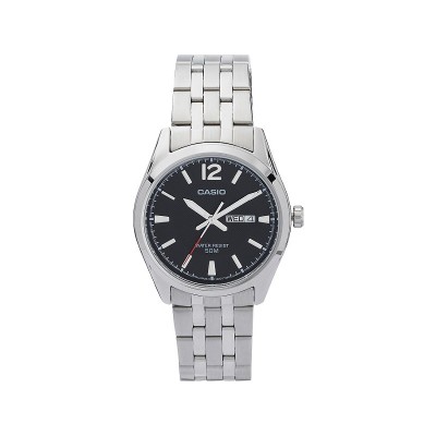CASIO M CLASSIC BLK DIAL SS DATE WATCH  