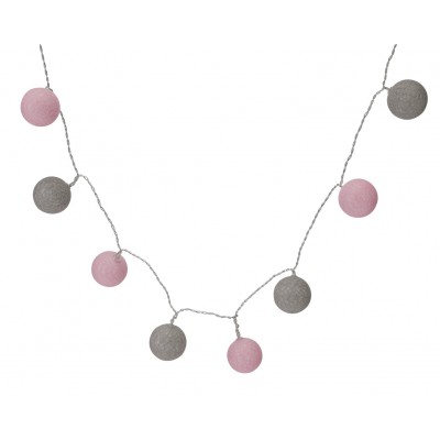 Ball String Lights grey & pink