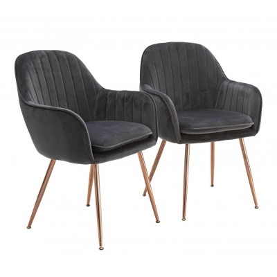 AH2 PAIR BELLA CHAIRS VELVET CHARCOAL