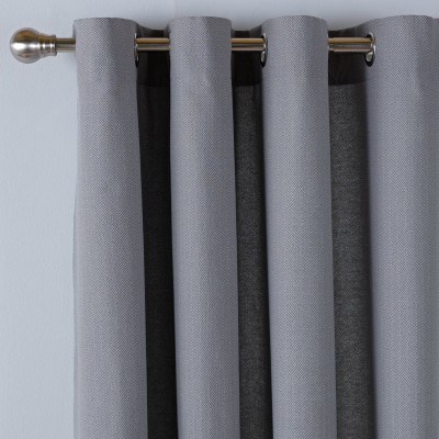 Argos Home Herringbone Lined Eyelet Curtains - Grey